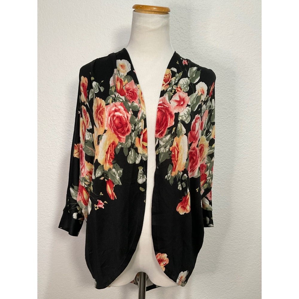 Mauve Anthropologie Cardigan Top Size Small Floral Print Open Front‎
